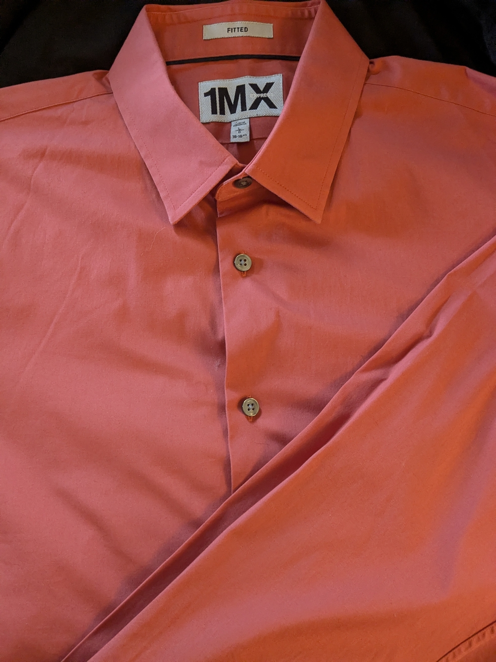 Express Fitted Coral Button-Down Shirt